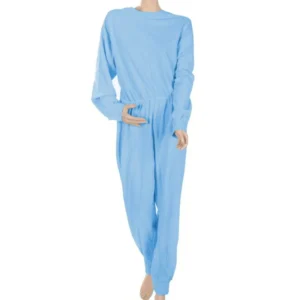 Pflegeoverall lang mit Beinreißverschluss in verschiedenen Farben, für Damen und Herren, praktisches Pflegetextil mit hohem Tragekomfort.